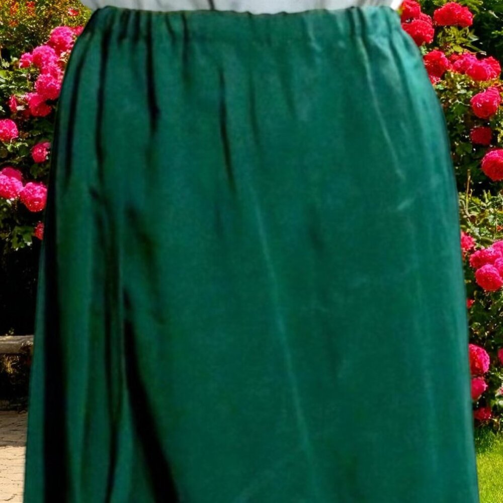 NEW! Handmade Hunter Green Long Silky Skirt